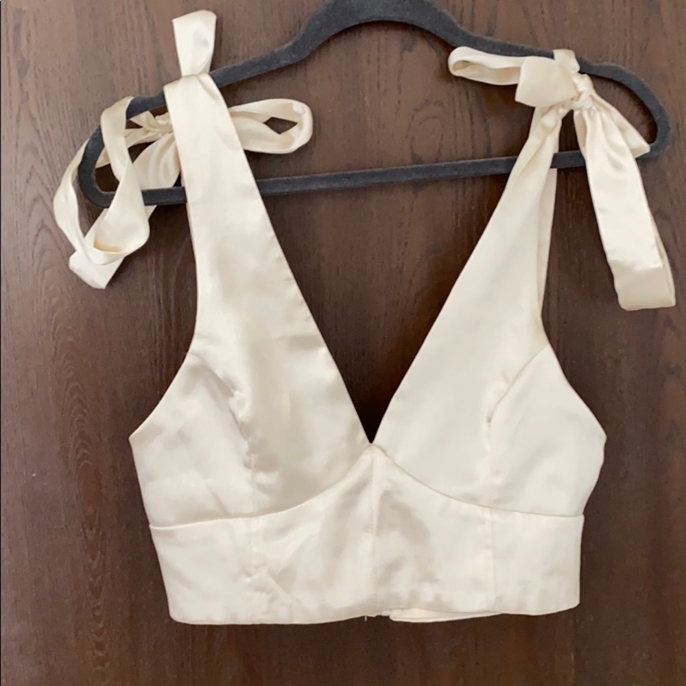 Silk shoulder tie top